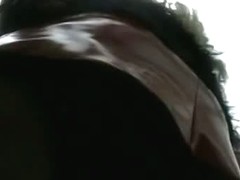 Incredibly juicy ebony ass in an upskirt view