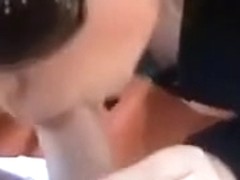 Getting cumshot on her sunglasses after blowjob outdoors