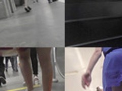 A-line skirt on skinny ass of a blonde in upskirt vid