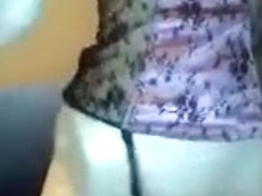 Naked brunette Angie5 in black stockings