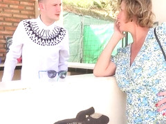 Breasty Older Cougar Mrs. Molly Seduces The Resort Bartender