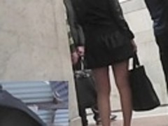 Naked legs taken on the crowd upskirt