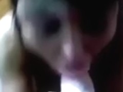 Sexy amateur babe sucks dildo