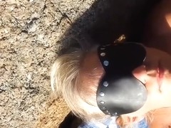 My wife takes the cum in here face outside