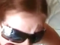 Chick in Sunglasses takes big facial