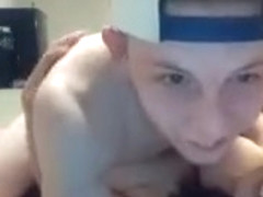 Gorgeous brunette teen blows a long pole and then takes a h