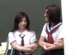 Double sharking attack with two Japanese schoolgirls being in the center of it