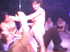 Two amateur girls strip on stage