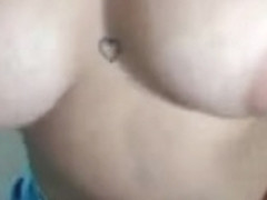 Girl take off straplessbra in  webcam