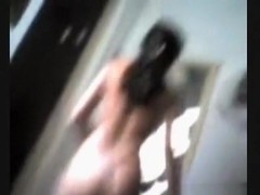 Dark haired latina with great booty rides her bf reverse cowgirl in the bathroom