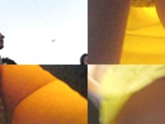 Thongs looks hot on slut's skinny ass in upskirt video