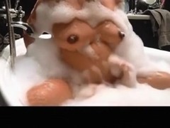 Older man gets fucked with his hot mature wife in bathtub