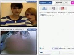 2 naughty french girls have cybersex on chat roulette