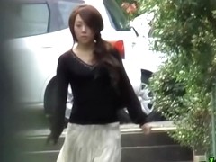 Zealous Japanese angel flashes her beaver when her skirt gets lifted