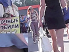 Hot blonde upskirt filmed in public this sunny day