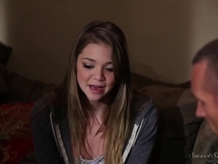 Horny brunette does professional blowjob to her lover