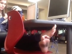 Candid Teen Feet Soles in College Computer Lab