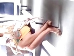 Sexy blondy in train