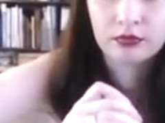 Brunette sexy eyes sucking big fat cock head