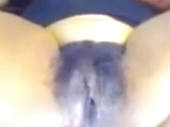 Squirting hairy ebony beauty with huge onion booty ass