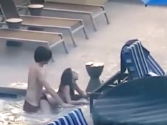Couple caught fucking in the hotel jacuzzi
