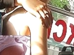 A sexy view up pink petticoat