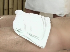 Horny teen masseuse has her tiny hole fucked by two cocks