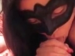 Chubby girl masked as zorro with huge booty rides and sucks her bf