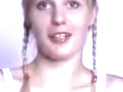 Blonde college girl in gangbang