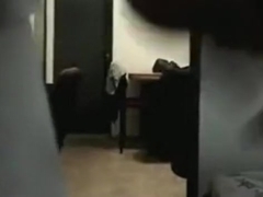 Pigtailed brunette sucks her bf's cock and has doggystyle sex