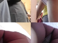 Yummy ass of a redhead seen in real upskirt movie