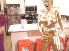 Milf Busty Gold Body Paint With Mind Control