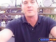 Hot stud fucked fetish style by freak dressed in a dungeon dress