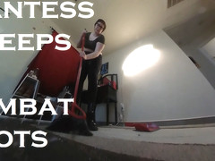 Giantess Sweeps In Combat Boots - Unaware Giantess