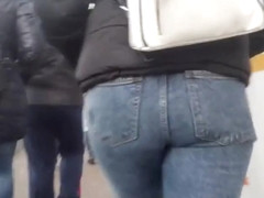 Nice round ass in blue jeans