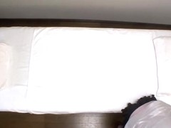 Voyeur erotic massage video of hairy Japanese fingered