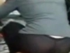 Shameless hoe in sexy black leggings must be proud of her ass