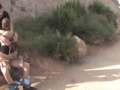 Gets Fucked By Two Men In Public