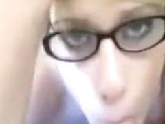 Cum on her glasses