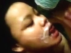 Filipina wife taking a double facial
