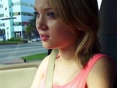 short teeny facialized in a car talks a walk