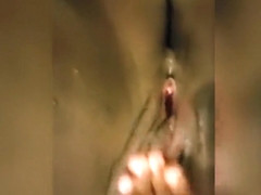 Nasty Ex gf ebony teen thot squirting on bathroom floor (NASTY BITCH)