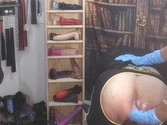 Blondie Fucks Him Using Mr Hankeys Sex Machine Fat Dildo