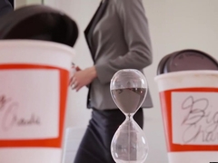 Hot babe Belle Claire rides her bosses hard cock in the office