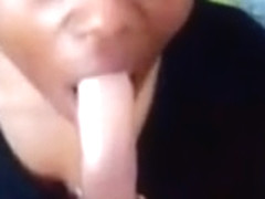 Black burb ho sucks my white cock - video 1 of 2