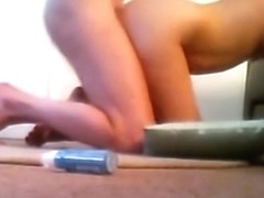 Brunette gets doggystyle fucked on the living room floor