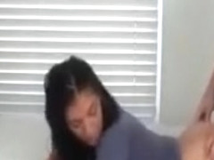 Cutie takes a load from behi...