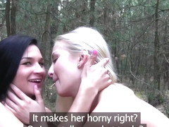 outdoor euro amateurs having lesbian fun