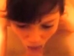 girl taking a bath gets disturbed by her bf for a blowjob