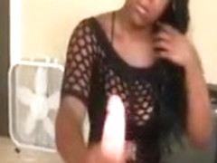 Amateur black nubian plays with white dick